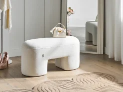 Ławka tapicerowana DECORAH Boucle Biały