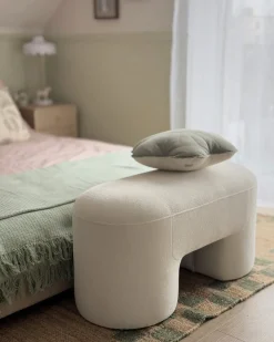 Ławka tapicerowana DECORAH Boucle Biały