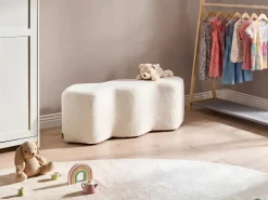 Ławka tapicerowana LITTLETON Boucle Złamana biel