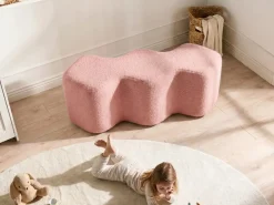Ławka tapicerowana LITTLETON Boucle Różowy