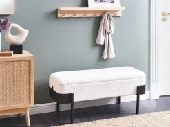 Outlet Ławka tapicerowana ze schowkiem WARREN Szenil Złamana biel Wszystkie Akcesoria|Ławki Tapicerowane