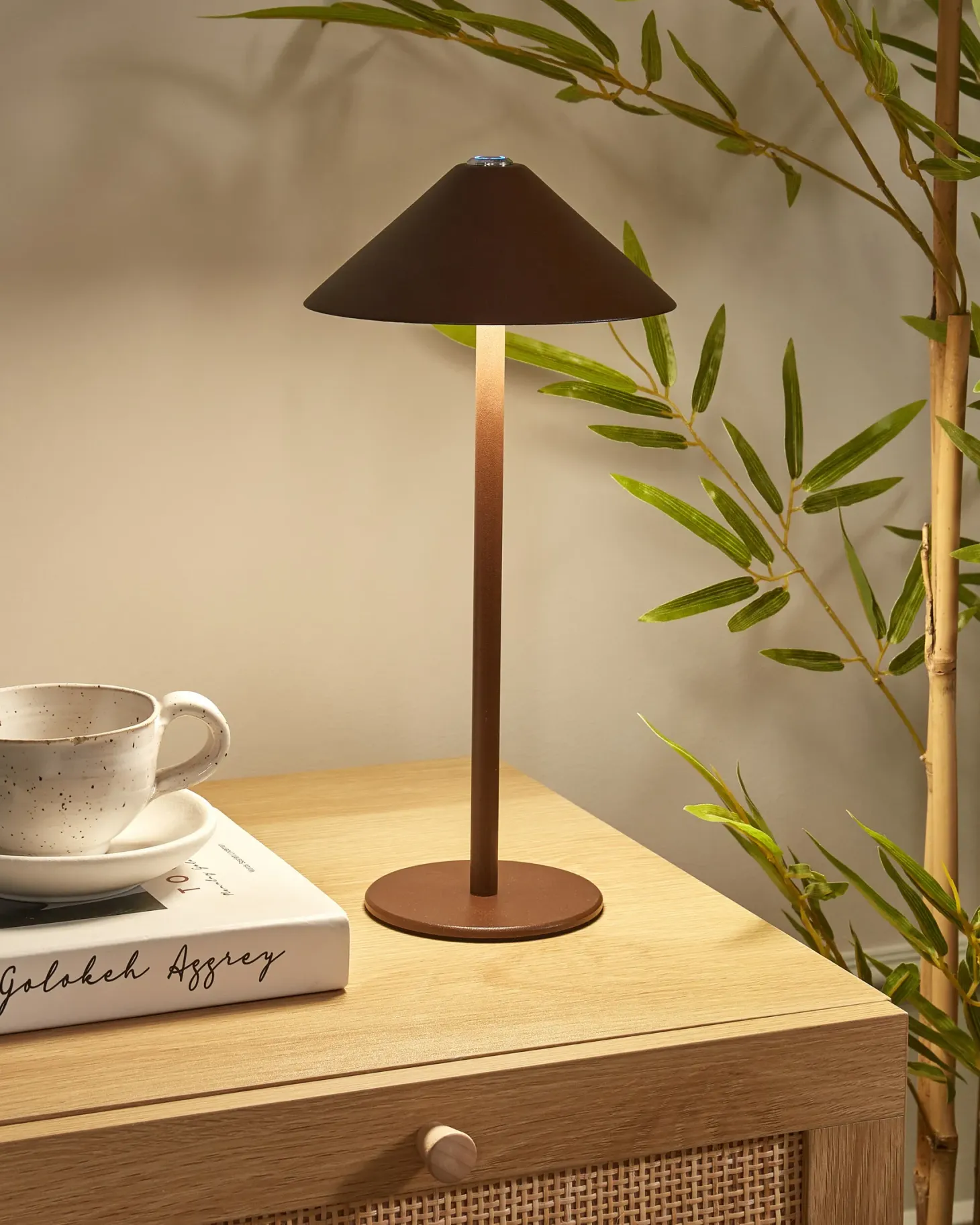Bezprzewodowa lampa stołowa LED FRANCOLI Ze ściemniaczem Metal Brązowy