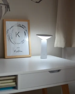 Bezprzewodowa lampa stołowa LED LEVIRA Ze ściemniaczem Metal Biały