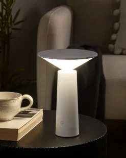 Bezprzewodowa lampa stołowa LED LEVIRA Ze ściemniaczem Metal Biały
