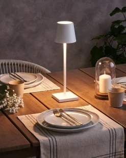 Bezprzewodowa lampa stołowa LED BACEIRO Ze ściemniaczem Metal Biały