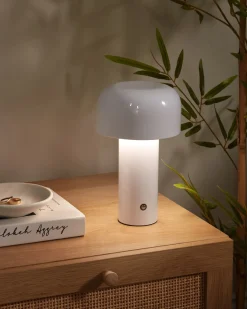 Bezprzewodowa lampa stołowa LED BESOS Ze ściemniaczem Metal Biały