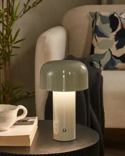 Bezprzewodowa lampa stołowa LED BESOS Ze ściemniaczem Metal Szary