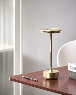 Bezprzewodowa lampa stołowa LED MAGO Ze ściemniaczem Metal Złoty