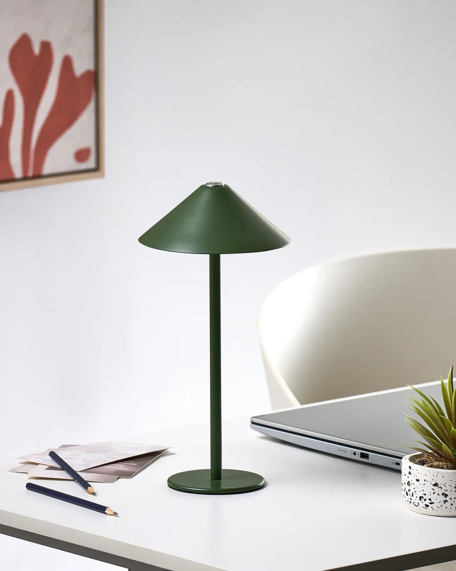Bezprzewodowa lampa stołowa LED MODJO Ze ściemniaczem Metal Zielony