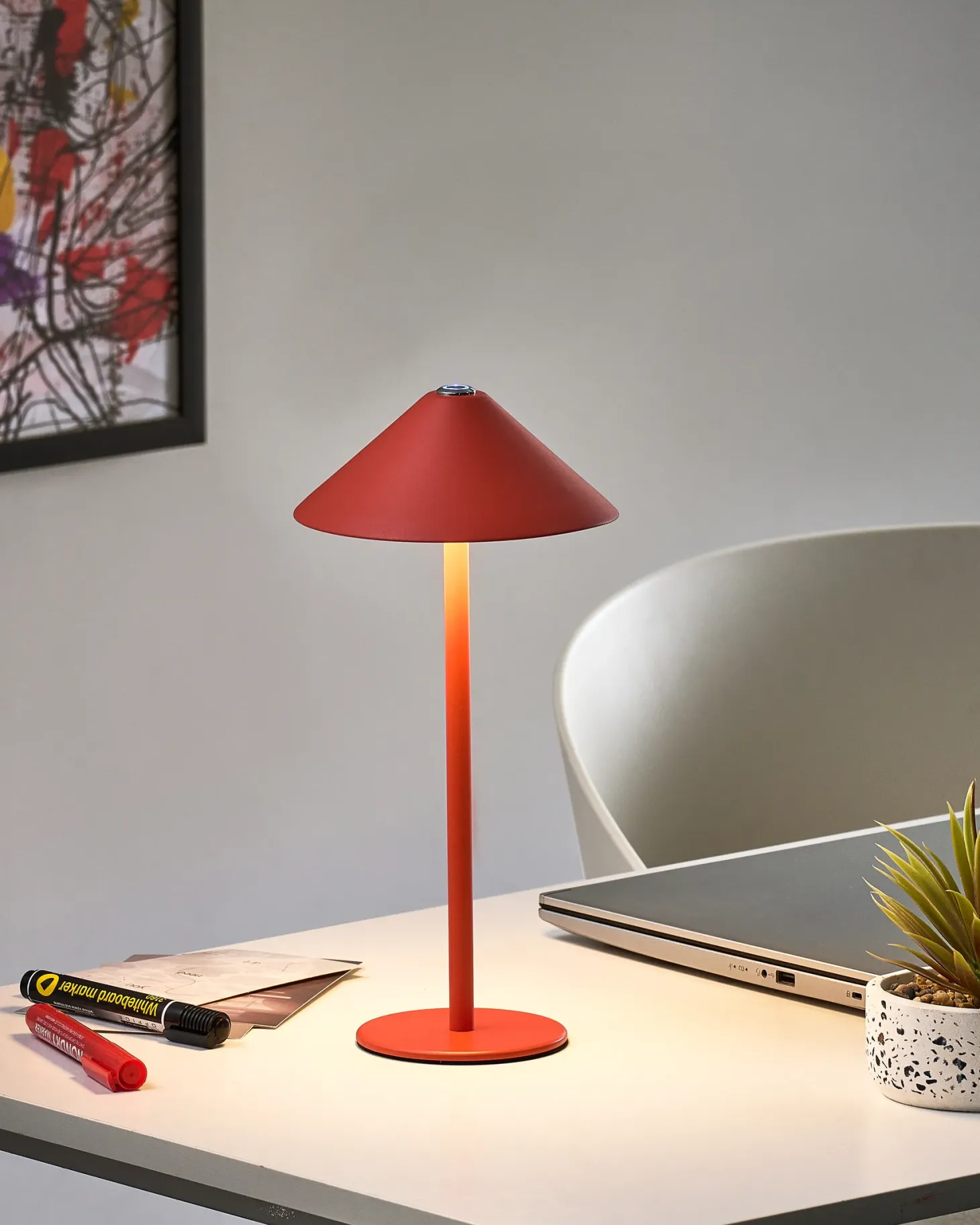 Bezprzewodowa lampa stołowa LED MODJO Ze ściemniaczem Metal Czerwony