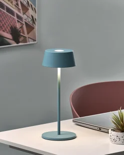 Bezprzewodowa lampa stołowa LED GUDER Ze ściemniaczem Metal Niebieski
