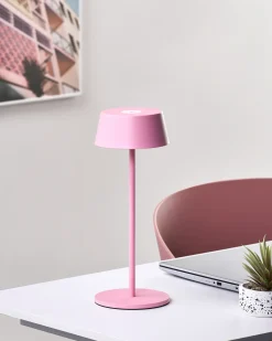 Bezprzewodowa lampa stołowa LED GUDER Ze ściemniaczem Metal Różowy