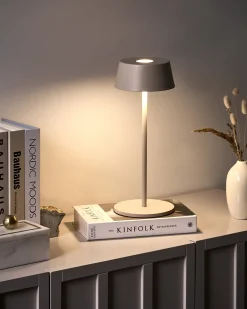 Bezprzewodowa lampa stołowa LED GUDER Ze ściemniaczem Metal Beżowy