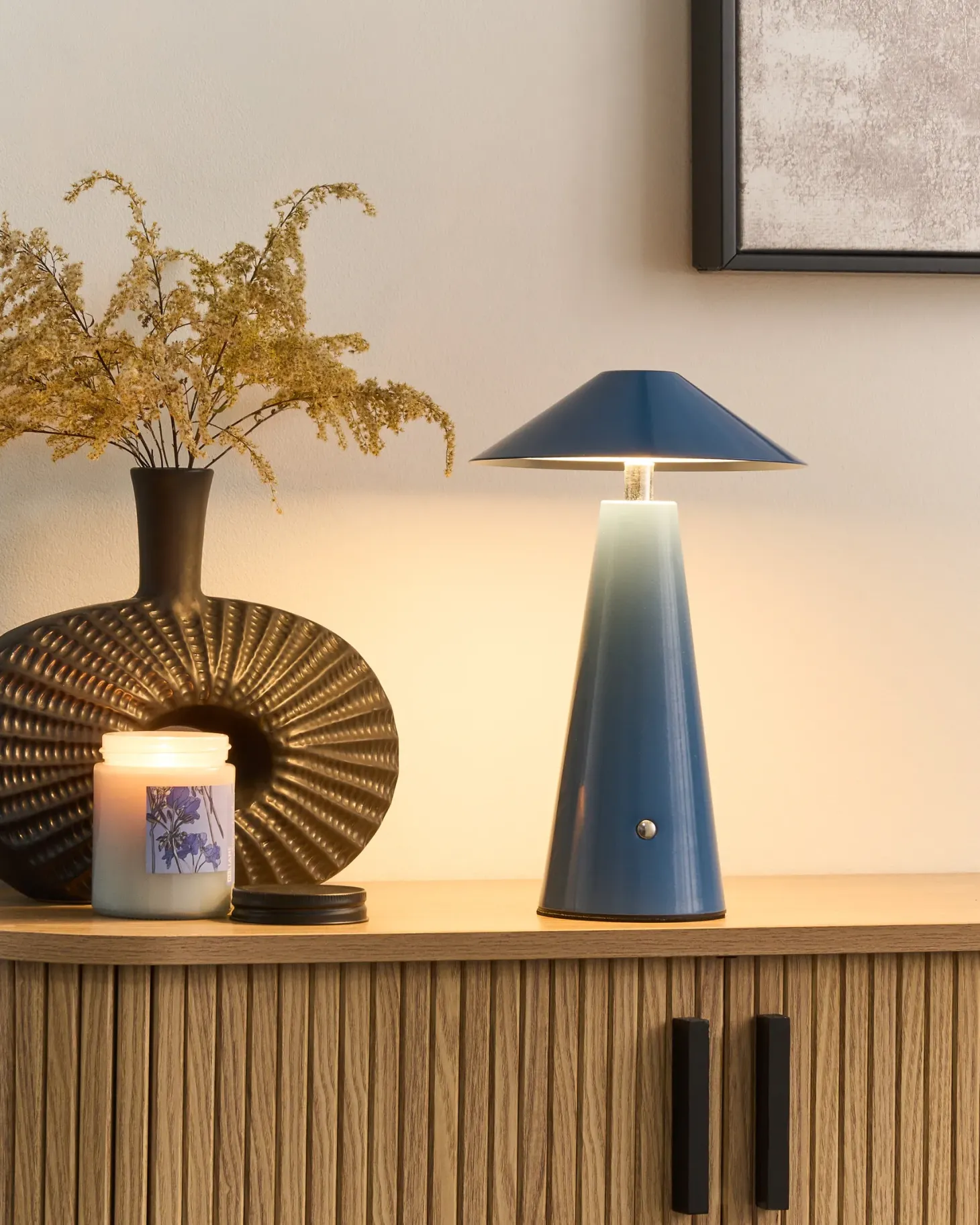 Bezprzewodowa lampa stołowa LED APAYAO Ze ściemniaczem Metal Niebieski