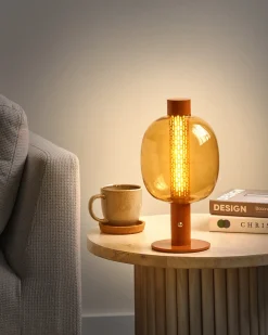 Bezprzewodowa lampa stołowa LED PULANGI Ze ściemniaczem Metal Brązowy