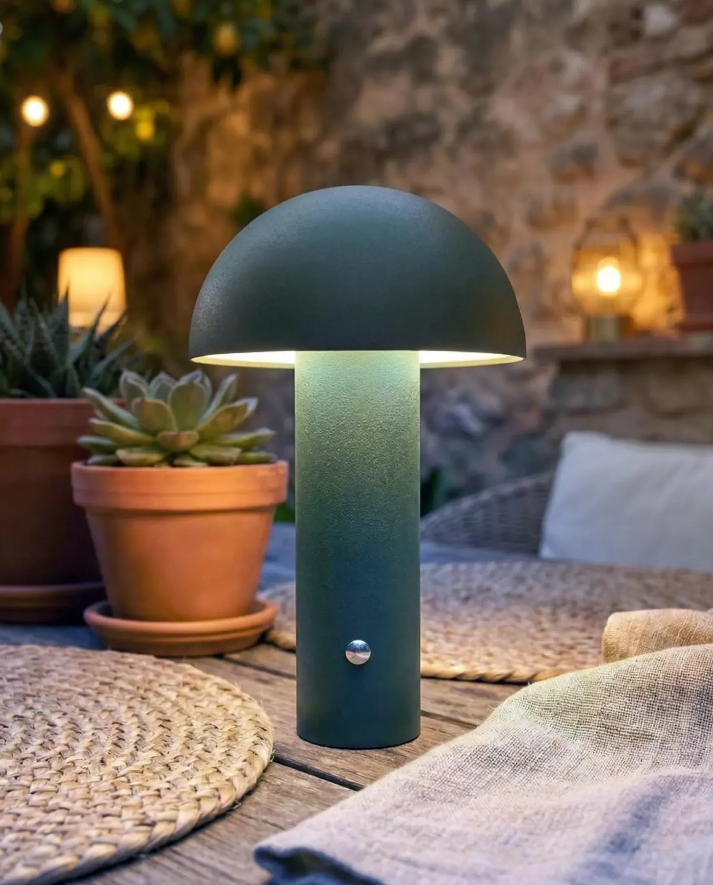 Bezprzewodowa lampa stołowa LED BOJO Ze ściemniaczem Metal Ciemnozielony