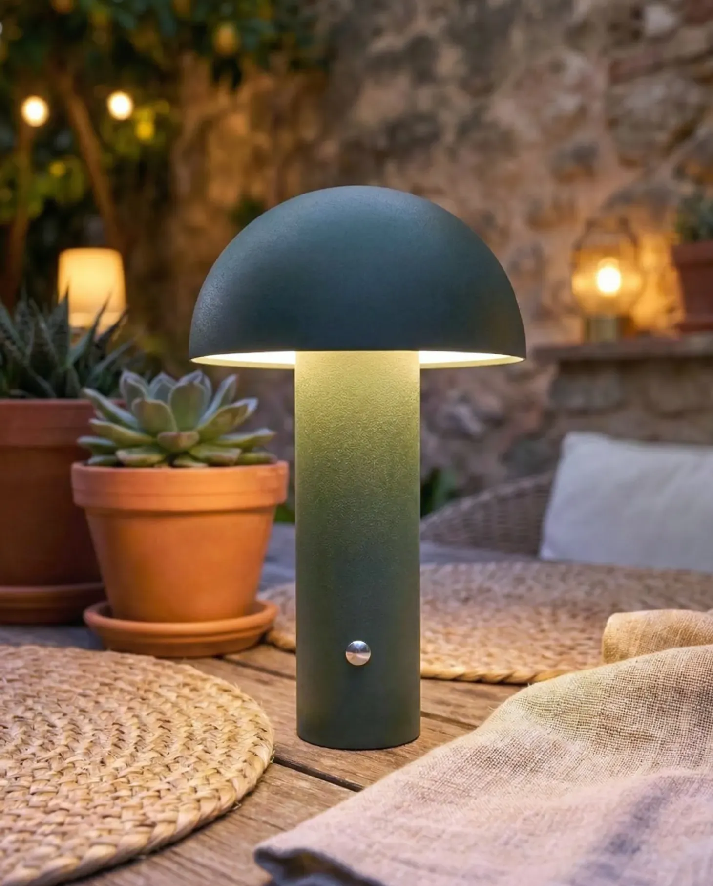 Bezprzewodowa lampa stołowa LED BOJO Ze ściemniaczem Metal Ciemnozielony