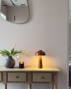 Bezprzewodowa lampa stołowa LED AGUSAN Ze ściemniaczem Metal Brązowy