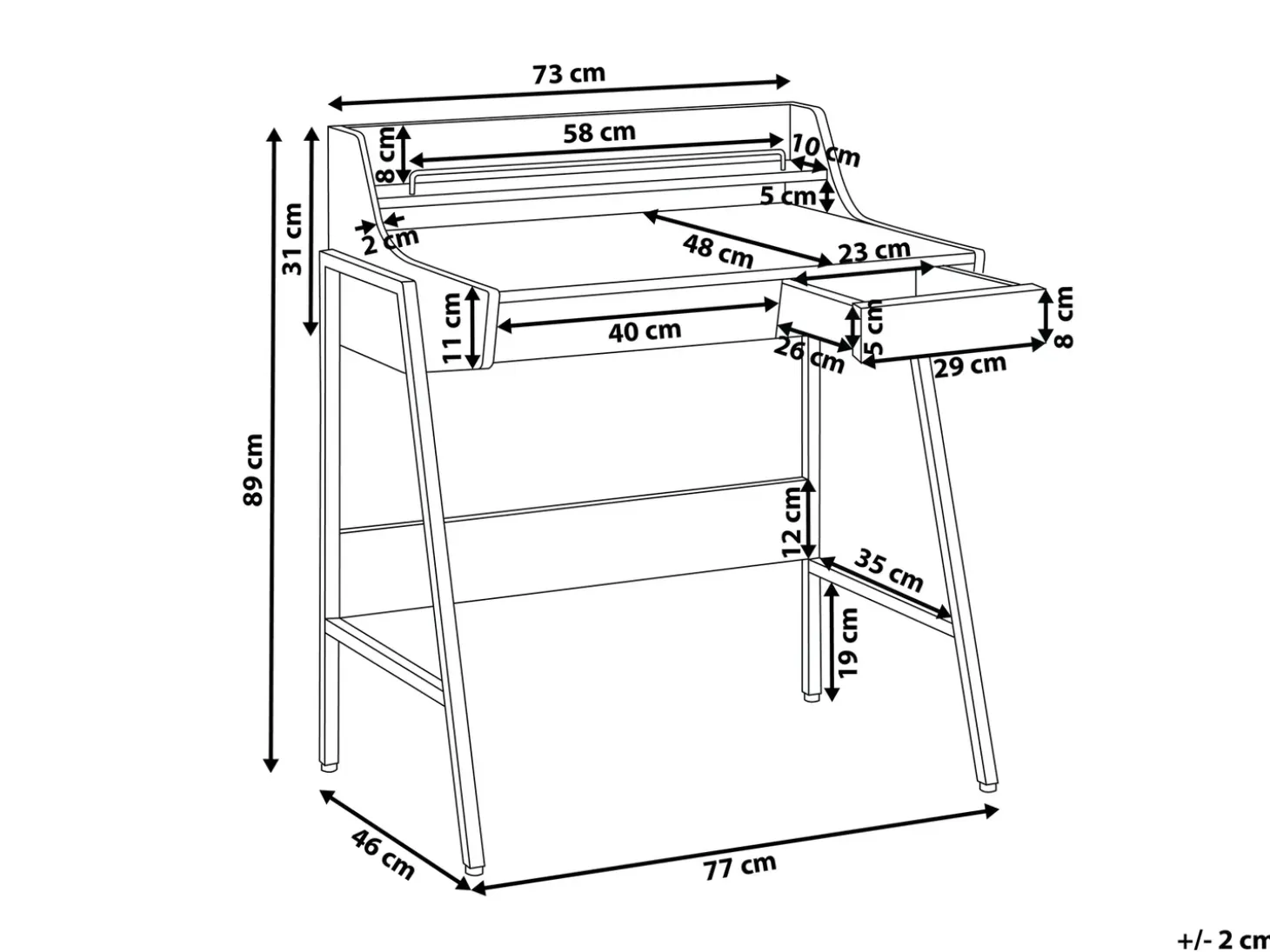 Outlet Biurko BROXTON Jasnobrązowy 77 cm 46 cm z szufladami Dzieci Biurka Domowe|Biurka Dla Dzieci