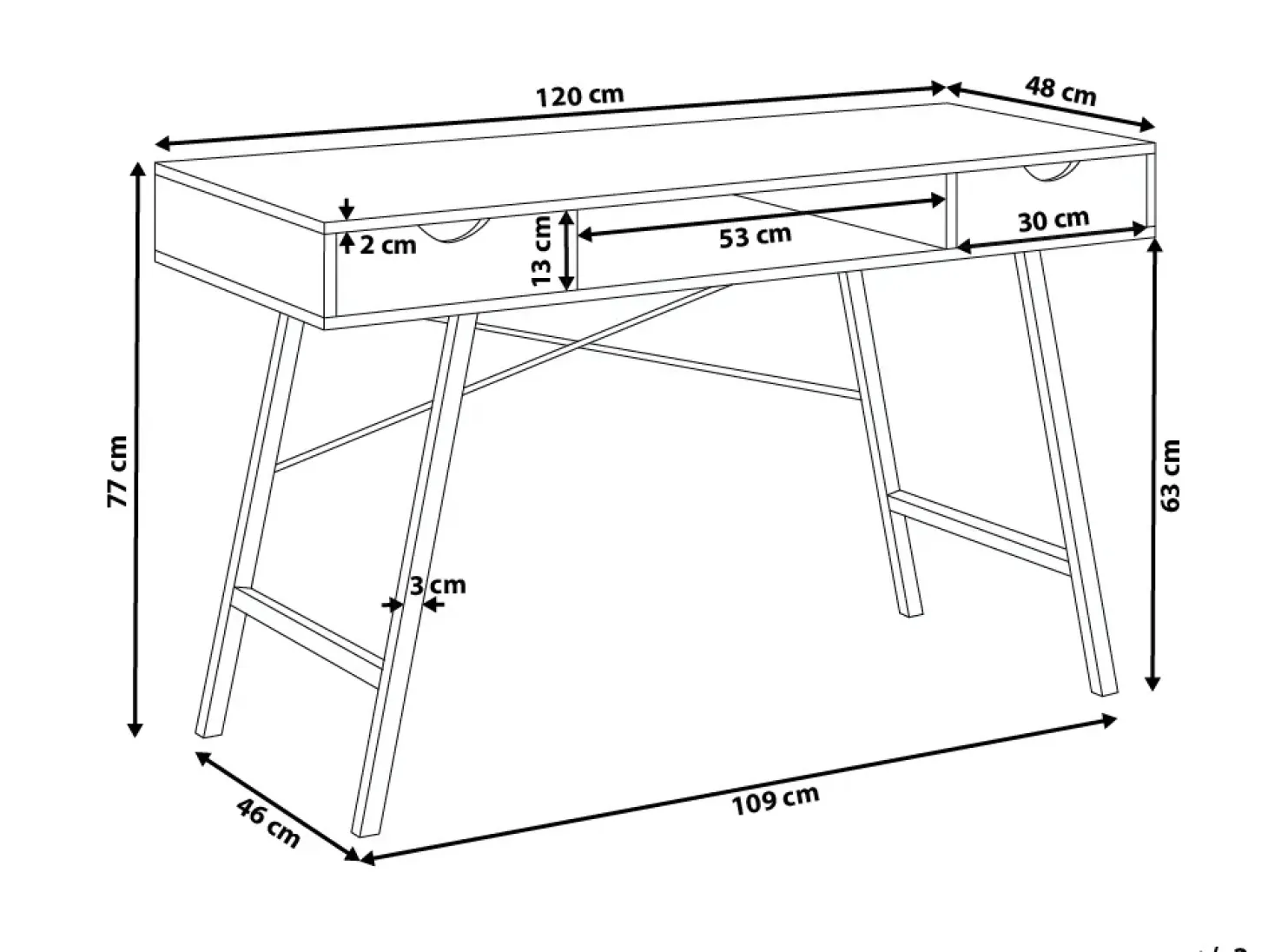 Best Biurko CLARITA Jasnobrązowy 120 cm 48 cm z szufladami Dzieci Biurka Domowe|Biurka Dla Dzieci