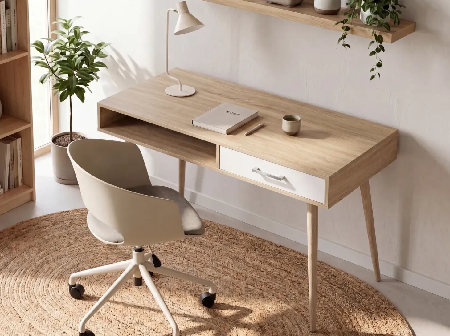 Outlet Biurko DEORA Jasnobrązowy 100 cm 48 cm z szufladami Dzieci Biurka Domowe|Biurka Dla Dzieci