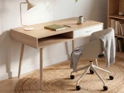 Outlet Biurko DEORA Jasnobrązowy 100 cm 48 cm z szufladami Dzieci Biurka Domowe|Biurka Dla Dzieci