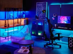 Clearance Biurko gamingowe DANVERS 120 cm 60 cm RGB LED Dzieci Biurka Gamingowe|Biurka Domowe