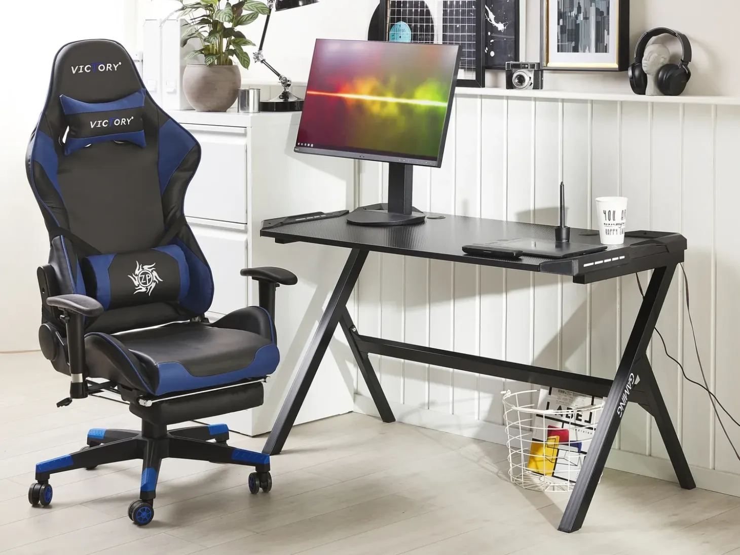 Clearance Biurko gamingowe DANVERS 120 cm 60 cm RGB LED Dzieci Biurka Gamingowe|Biurka Domowe