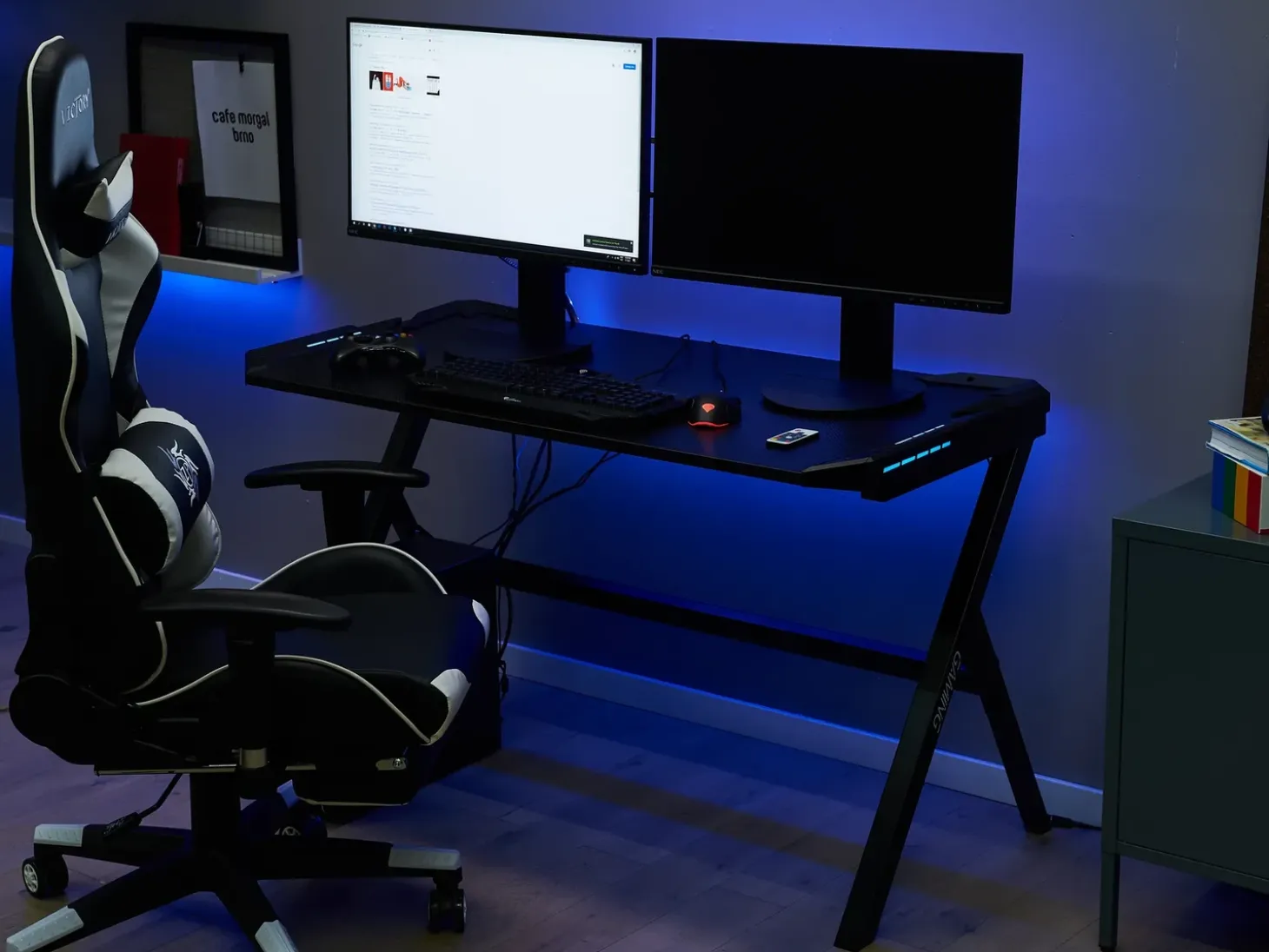 Clearance Biurko gamingowe DANVERS 120 cm 60 cm RGB LED Dzieci Biurka Gamingowe|Biurka Domowe