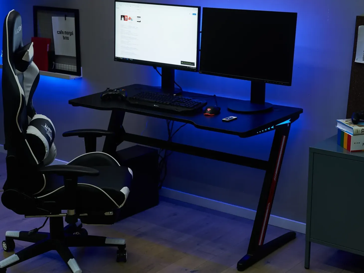 Hot Biurko gamingowe DARFUR 120 cm 60 cm RGB LED Dzieci Biurka Gamingowe|Biurka Domowe
