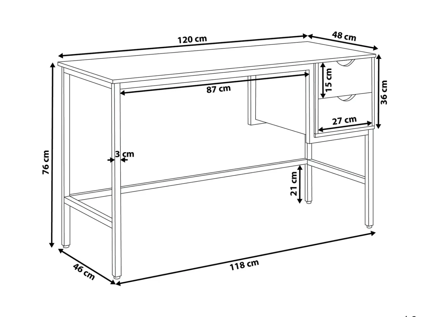 Outlet Biurko GRANT Jasnobrązowy 120 cm 48 cm z szufladami Dzieci Wszystkie Biurka|Biurka Domowe