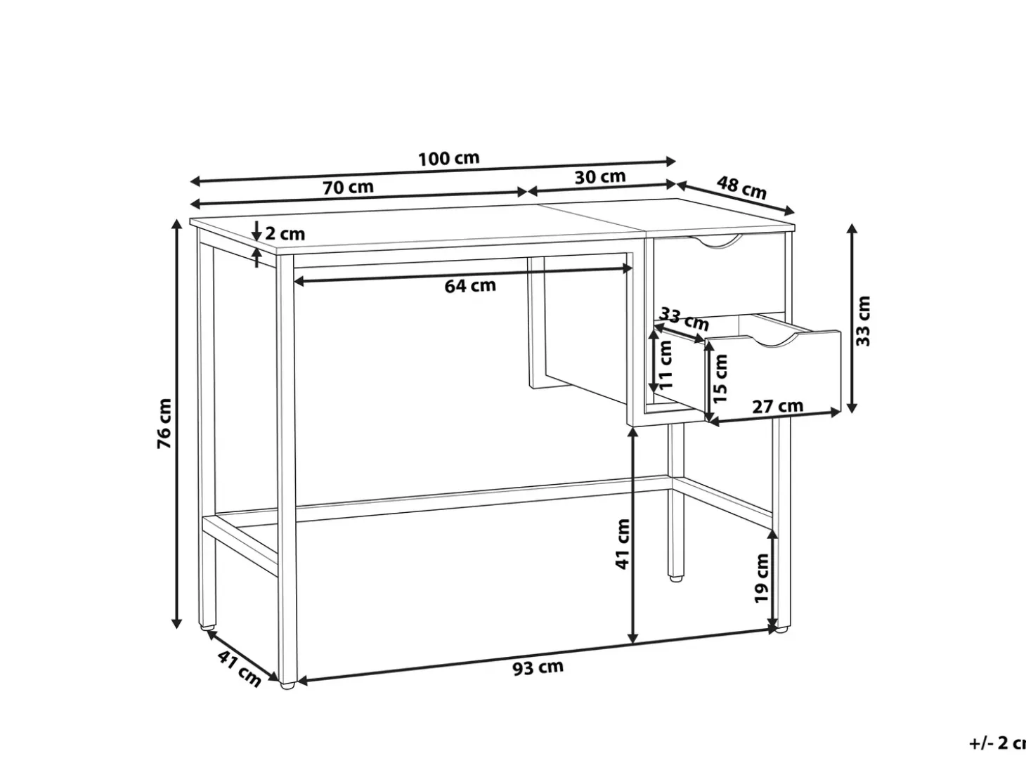 Best Biurko HARPER Czarny 100 cm 48 cm z szufladami Dzieci Wszystkie Biurka|Biurka Domowe