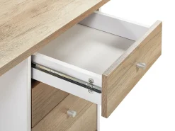 Sale Biurko HEBER Brązowy/ biały 140 cm 60 cm z szufladami Dzieci Biurka Domowe|Biurka Dla Dzieci