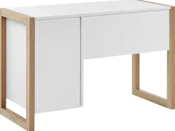 Sale Biurko JOHNSON Brązowy/ biały 112 cm 50 cm ze schowkiem Dzieci Biurka Domowe|Biurka Dla Dzieci