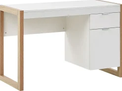 Sale Biurko JOHNSON Brązowy/ biały 112 cm 50 cm ze schowkiem Dzieci Biurka Domowe|Biurka Dla Dzieci
