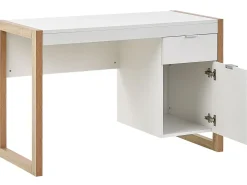 Sale Biurko JOHNSON Brązowy/ biały 112 cm 50 cm ze schowkiem Dzieci Biurka Domowe|Biurka Dla Dzieci