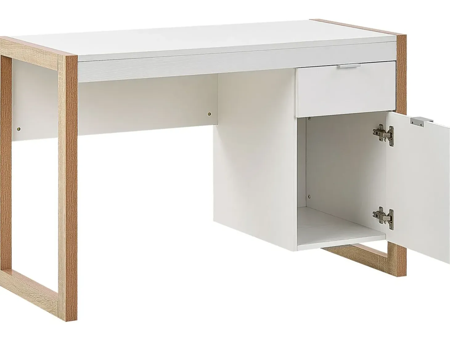 Sale Biurko JOHNSON Brązowy/ biały 112 cm 50 cm ze schowkiem Dzieci Biurka Domowe|Biurka Dla Dzieci