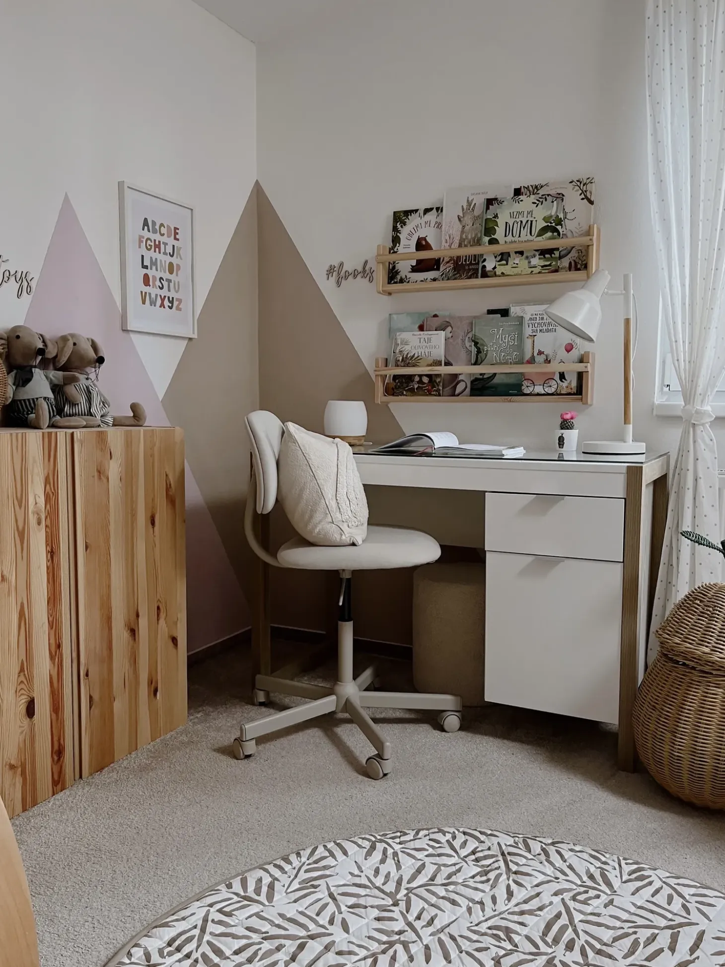 Sale Biurko JOHNSON Brązowy/ biały 112 cm 50 cm ze schowkiem Dzieci Biurka Domowe|Biurka Dla Dzieci