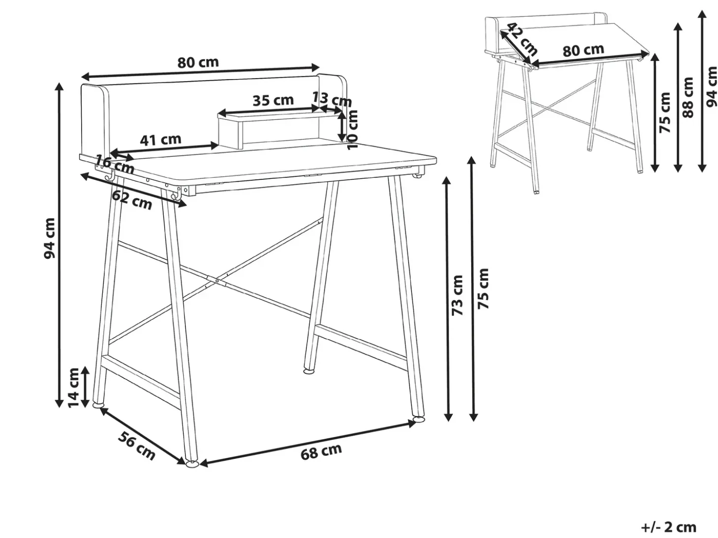 Discount Biurko kreślarskie z regulowanym blatem ALAND 80 cm 62 cm Dzieci Wszystkie Biurka|Biurka Domowe