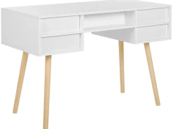 New Biurko LEVIN Biały 110 cm 55 cm z szufladami Dzieci Biurka Domowe|Biurka Dla Dzieci