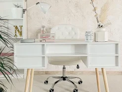 New Biurko LEVIN Biały 110 cm 55 cm z szufladami Dzieci Biurka Domowe|Biurka Dla Dzieci
