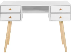 New Biurko LEVIN Biały 110 cm 55 cm z szufladami Dzieci Biurka Domowe|Biurka Dla Dzieci