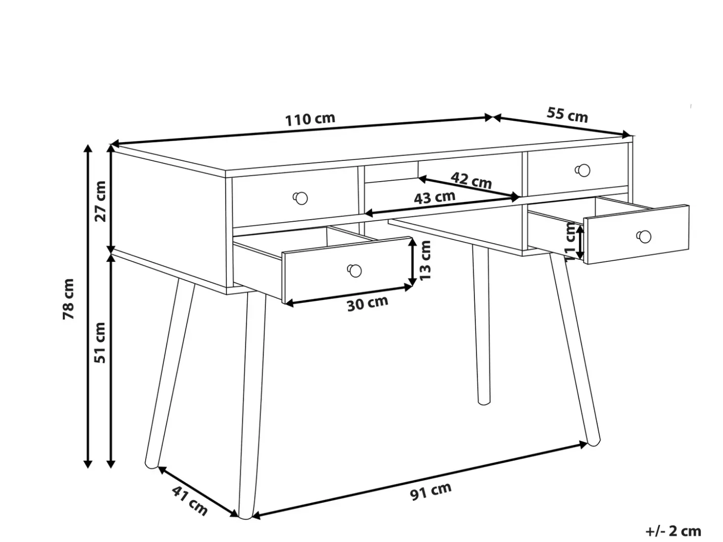 New Biurko LEVIN Biały 110 cm 55 cm z szufladami Dzieci Biurka Domowe|Biurka Dla Dzieci