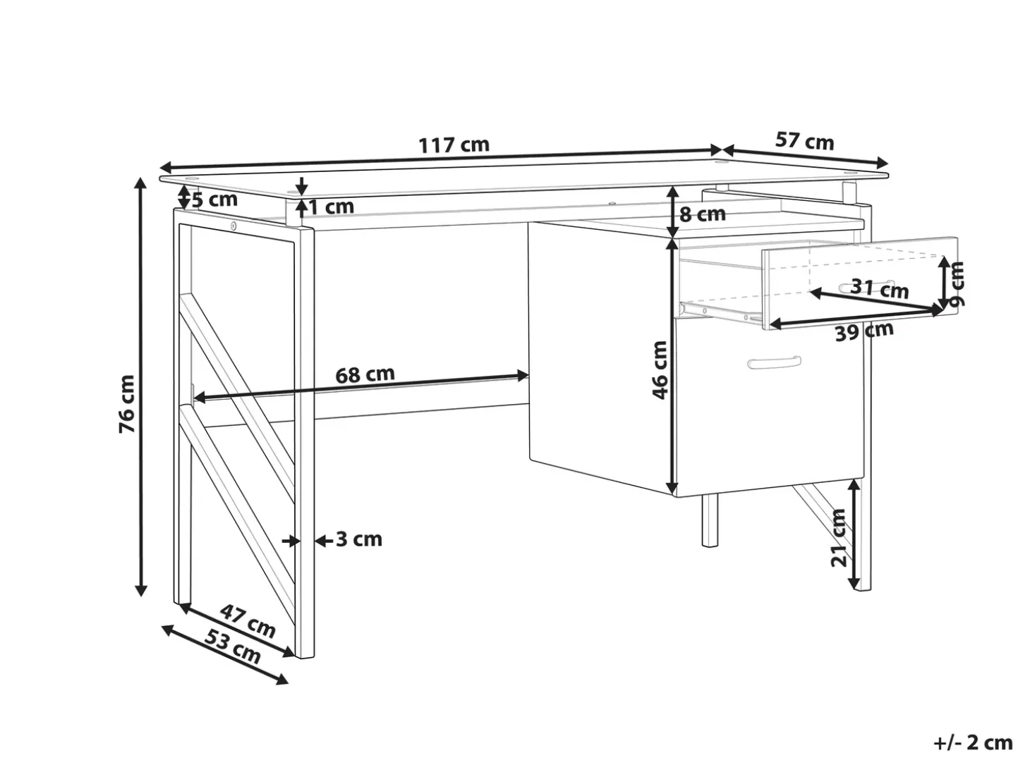 Biurko MORITON 117 cm 57 cm ze schowkiem Dzieci Wszystkie Biurka|Biurka Domowe