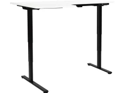 New Biurko narożne regulowane elektrycznie DESTINES Biały/ czarny 160 cm 109 cm Wszystkie Biurka|Biurka Z Regulacją Wysokości