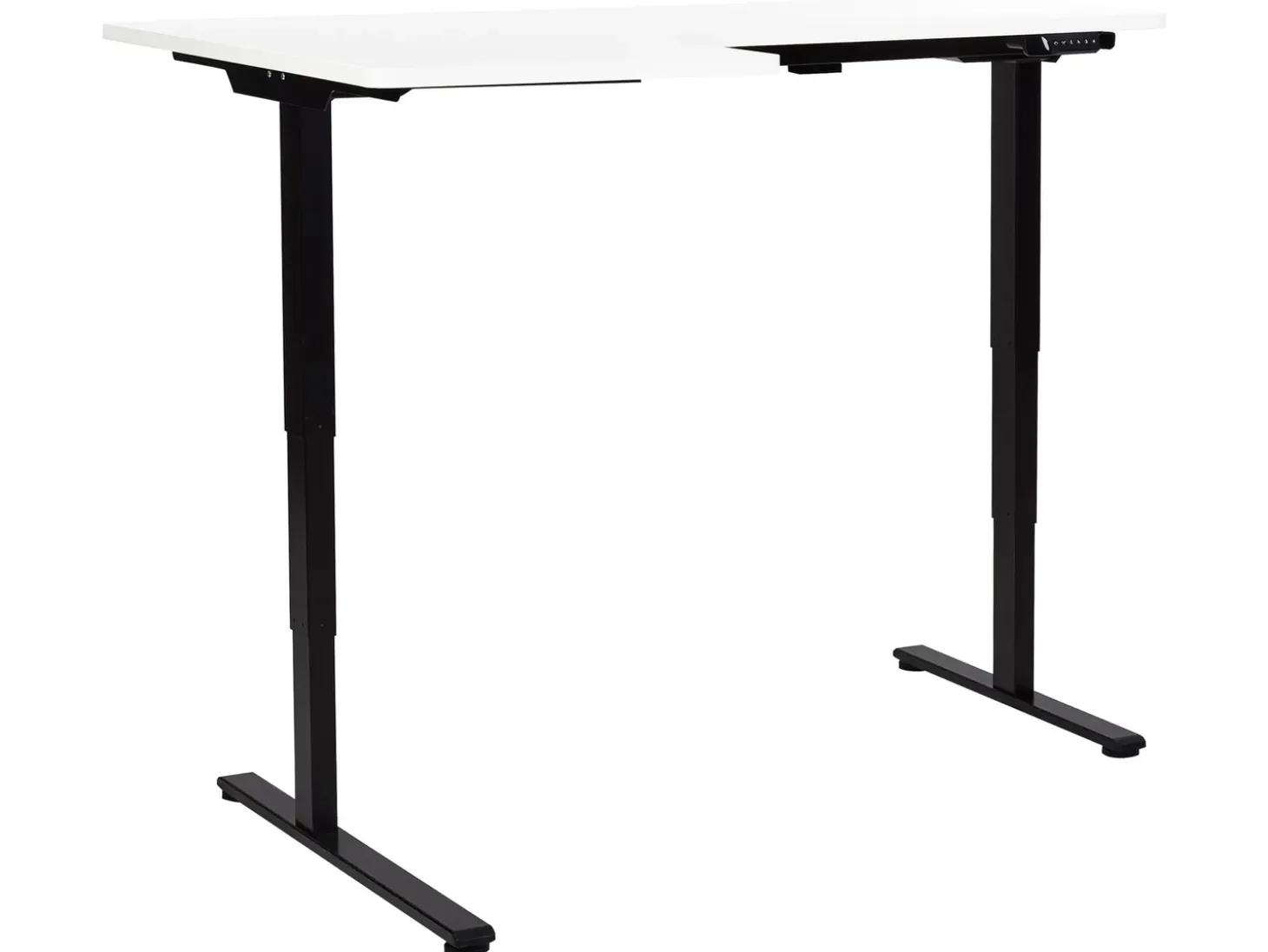 New Biurko narożne regulowane elektrycznie DESTINES Biały/ czarny 160 cm 109 cm Wszystkie Biurka|Biurka Z Regulacją Wysokości