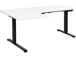 New Biurko narożne regulowane elektrycznie DESTINES Biały/ czarny 160 cm 109 cm Wszystkie Biurka|Biurka Z Regulacją Wysokości