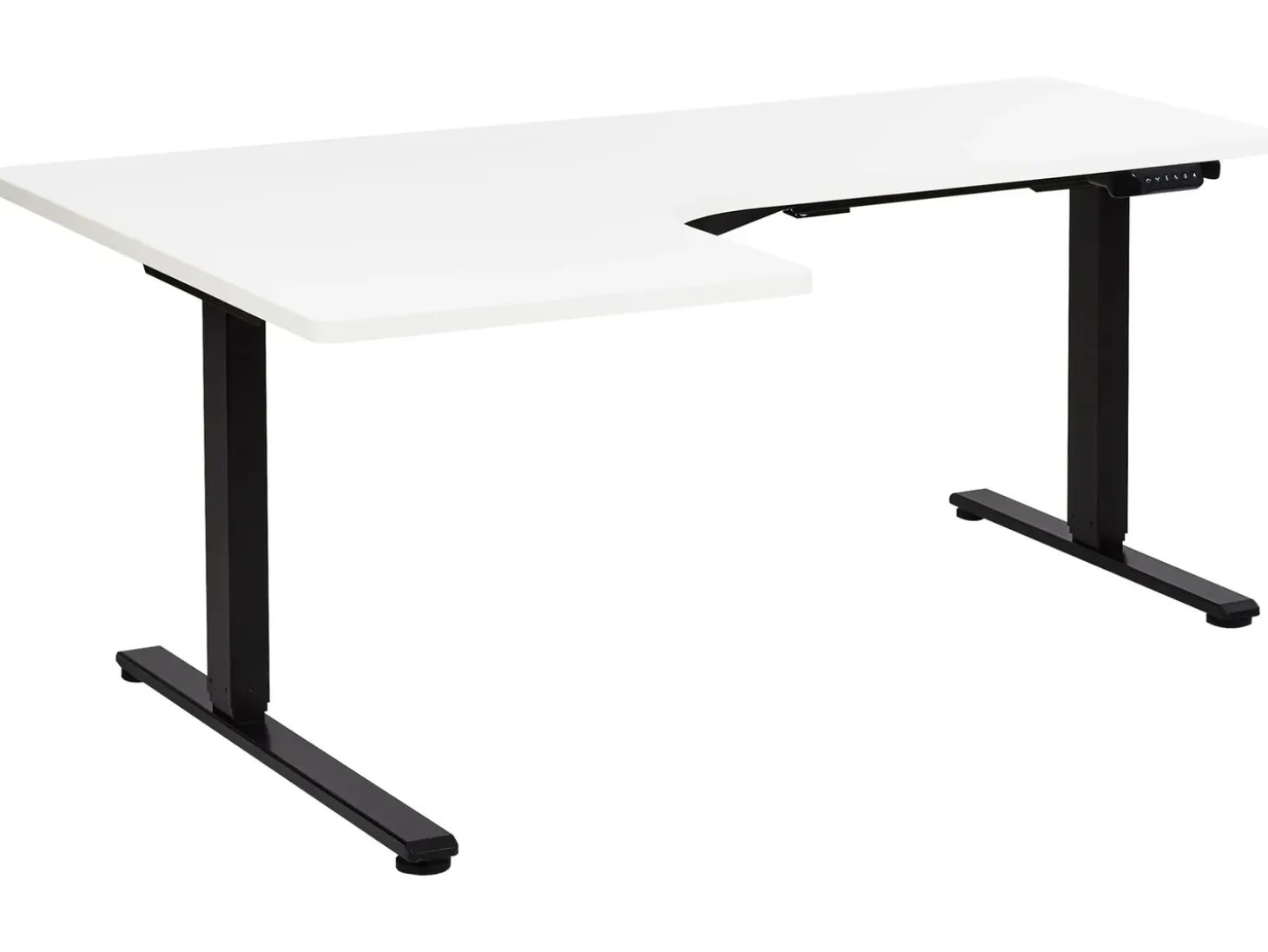 New Biurko narożne regulowane elektrycznie DESTINES Biały/ czarny 160 cm 109 cm Wszystkie Biurka|Biurka Z Regulacją Wysokości