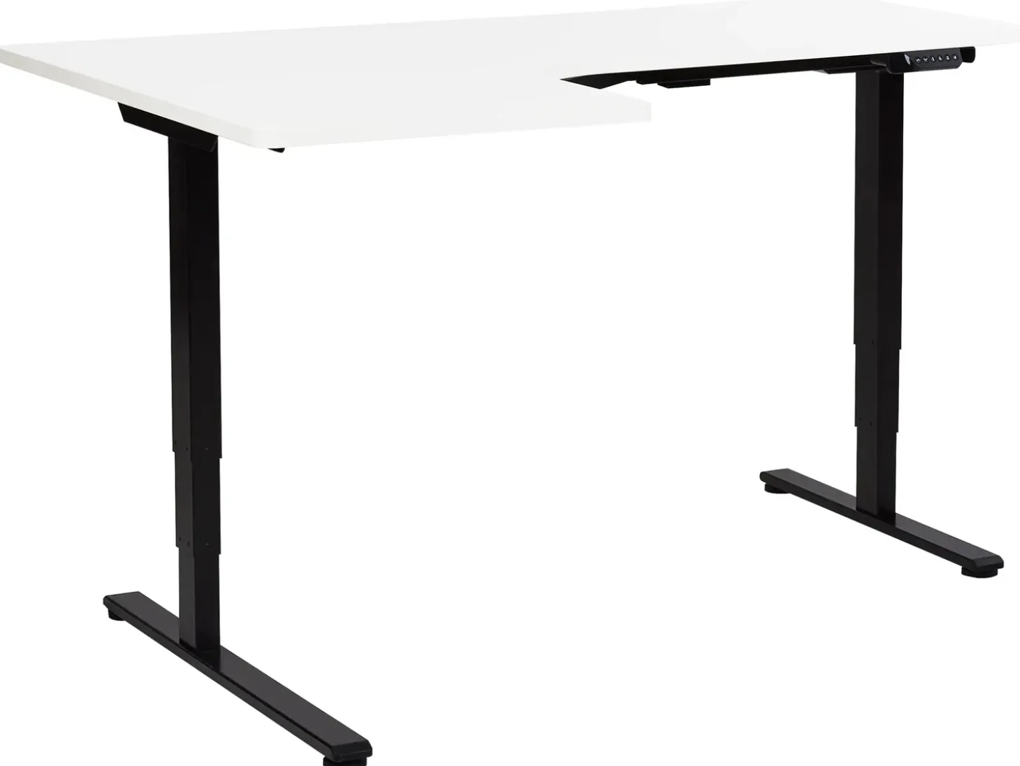 New Biurko narożne regulowane elektrycznie DESTINES Biały/ czarny 160 cm 109 cm Wszystkie Biurka|Biurka Z Regulacją Wysokości