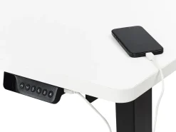 New Biurko narożne regulowane elektrycznie DESTINES Biały/ czarny 160 cm 109 cm Wszystkie Biurka|Biurka Z Regulacją Wysokości